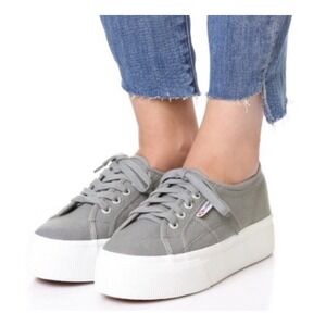 Superga 2790A Cotu Platform Sneakers Casual Shoes Women's Size 9.5 M Gray